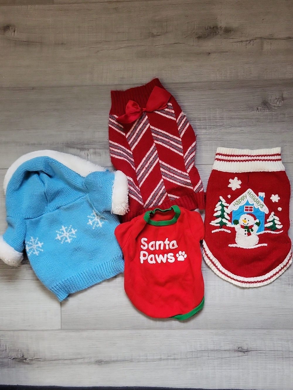 Holiday Pet Sweaters and Shirt Pack - Red and Light Blue